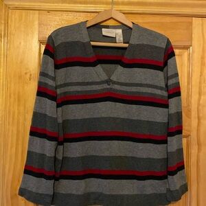 Liz Claiborne 💯 Cotton Stretch Striped Sweater